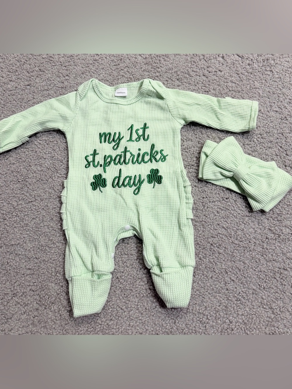 1st St. Patrick’s Day Romper & Bow